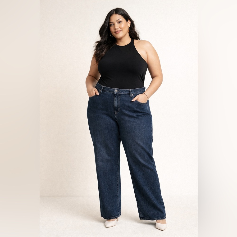 Lee Relaxed Fit Waist Straight Leg 22W Y2K Revival Denim Clean Girl Normcore